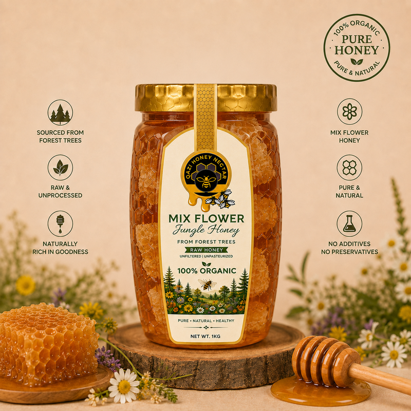 raw comb 1kg jar Image by qazihoneynectar